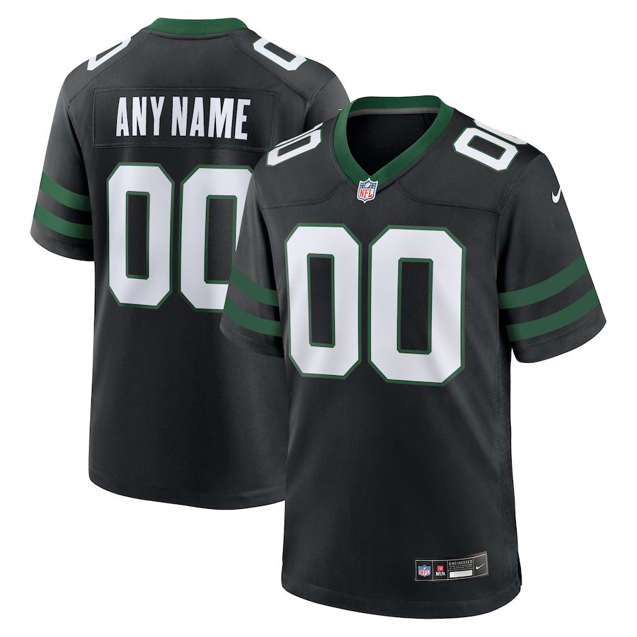 Men New York Jets Nike Legacy Black Alternate Custom Game NFL Jersey->customized nfl jersey->Custom Jersey